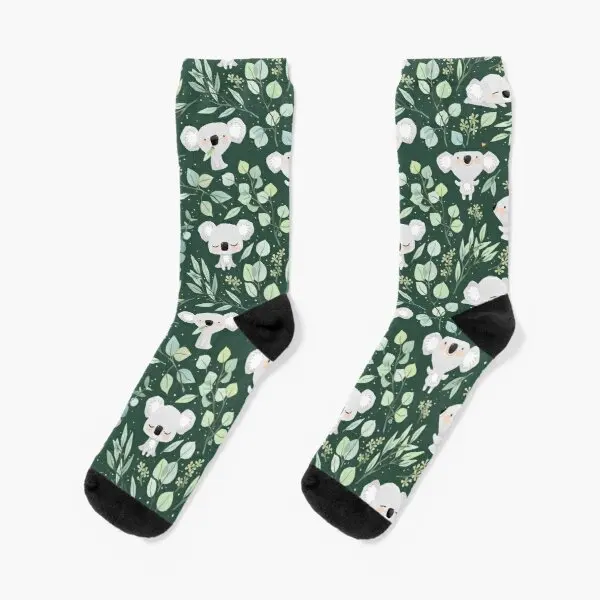

Koala And Eucalyptus Pattern Crew Socks Funny Breathable Mens Autumn Pattern Black Girls Cotton Ladies Cute Short Unisex