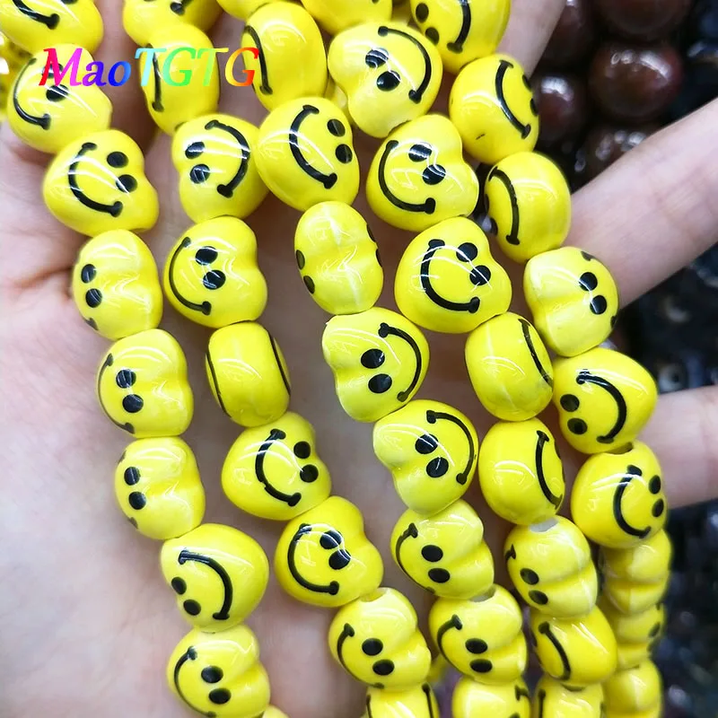 

Beautiful Smile Face Ceramic Beads For Jewelry Making Necklace Bracelet Arts and Crafts Smiling Face Ceramic Beads Wholesale