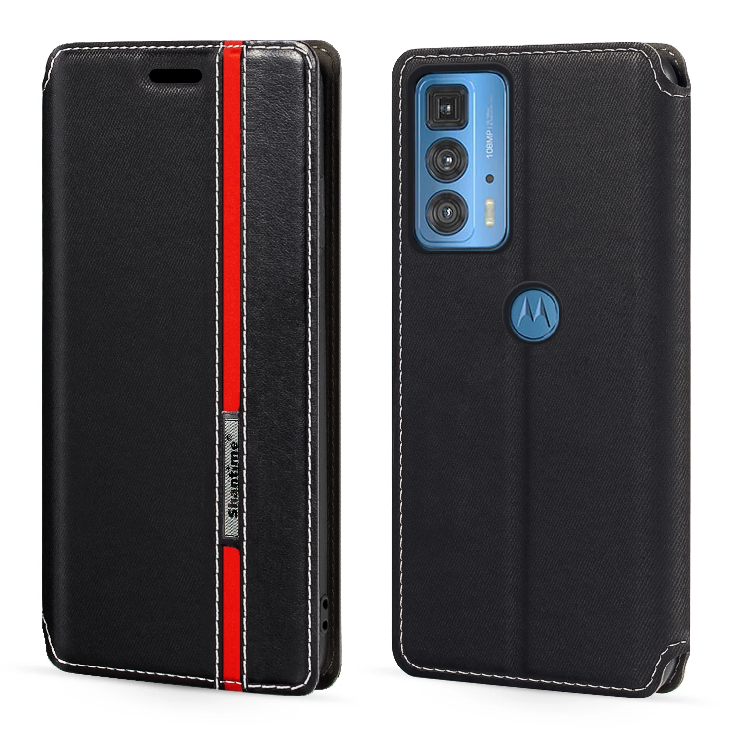 

Кожаный чехол-книжка с магнитной застежкой для Motorola Moto Edge 20 Pro