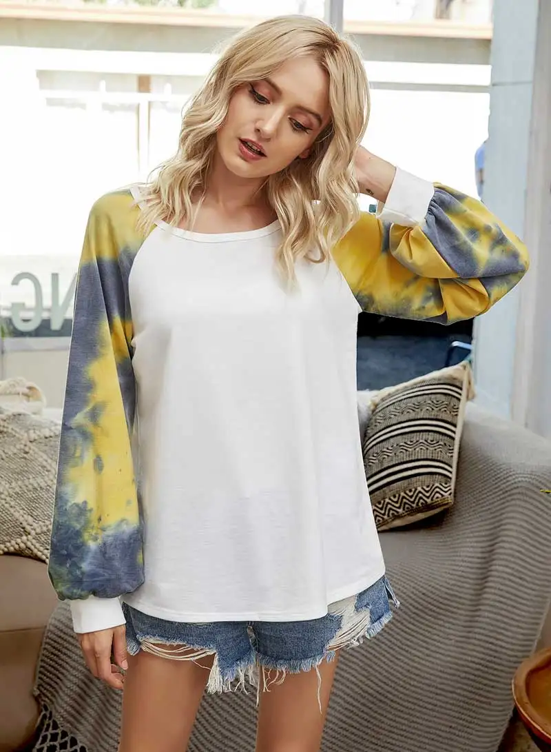 Богемный Вдохновленный галстук краситель футболка с длинным рукавом для женщин