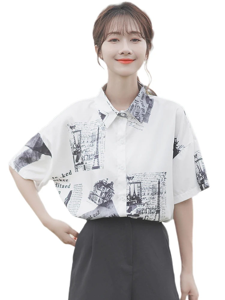 

Women's Blouses and Shirts printed female port flavour ways summer tops design feeling small short sleeve