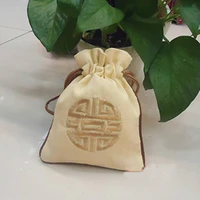 no htb 10 classical chinese style small cloth silk bag draw rope pull type cotton and linen small bag for contain jewelry