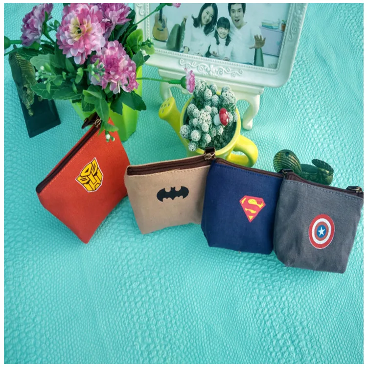 Холщовый кошелек для мелочи с изображением героев миниатюрная сумка ключей