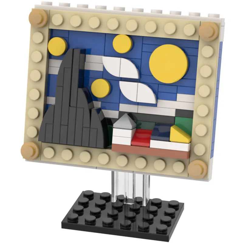 Buildmoc Pixel Art Ideas 3D World Famous Painting-VanGogh Mosaic Murals Painting Building Blocks Bricks Home Decoration DIY Toys on - Строительный набор для создания пиксельного искусства в 3D "Знаменитые картины мира - Мозаичные фрески Ван Гога&quot
