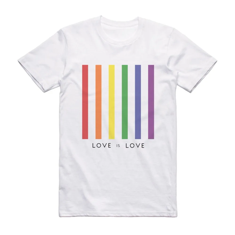 

Love Is Love Stripes Lgbt White T Shirt Love Gay Bi Pride Peace Equal Rights 2020 New Fashion Brand Tops Men Design T-Shirt