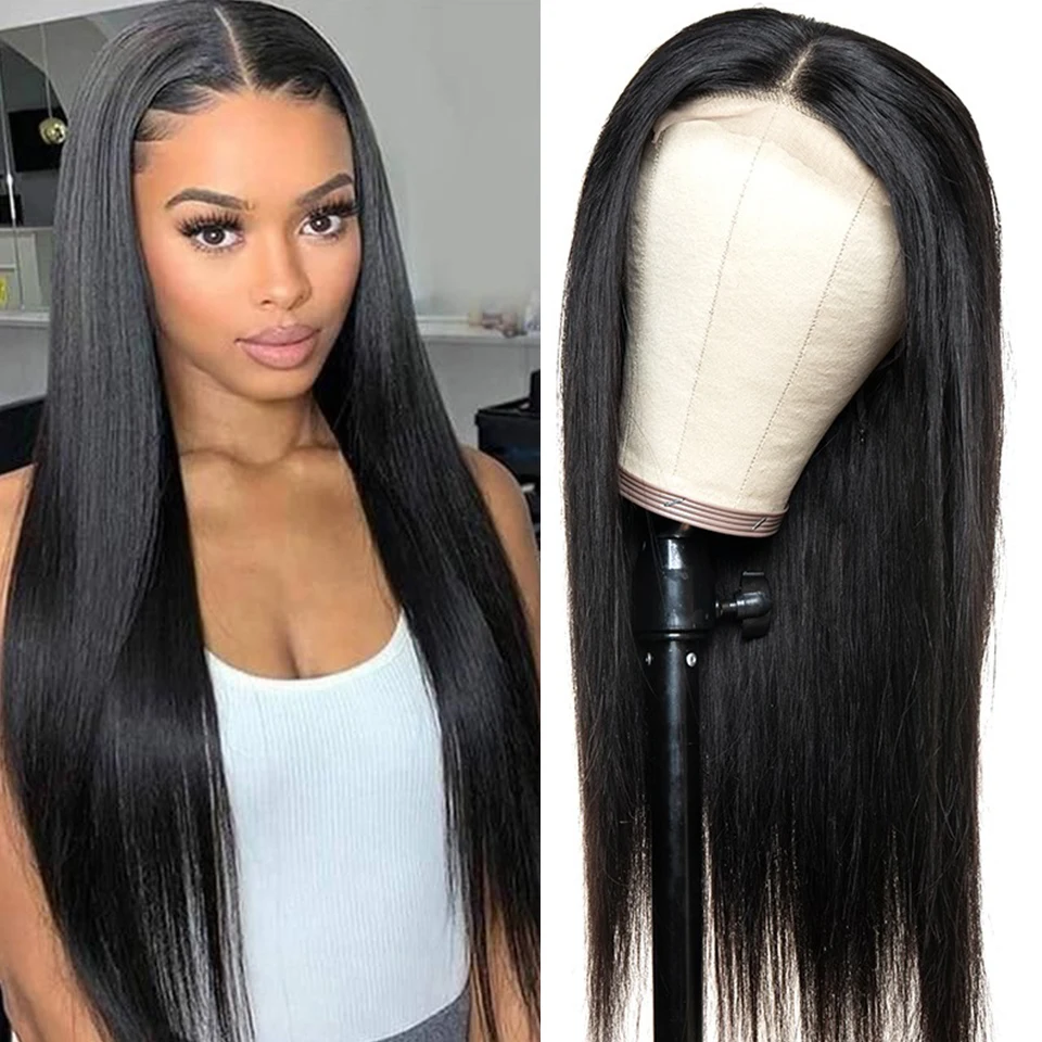 4x4 Lace Closure Wig With Baby Hair Brazilian Straight Hair 13x4 Lace Front Human Hair Wigs For Black Women Remy 150%