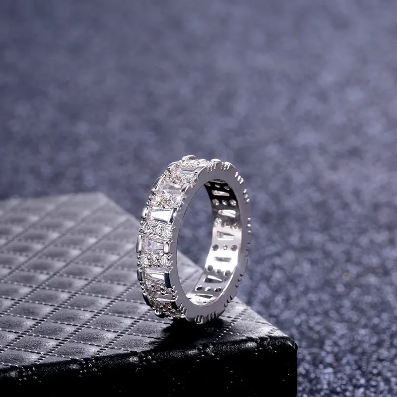 

2021 Luxury Irregular 925 Sterling Silver Eternity Band Ring For Women Anniversary Gift Jewelry Wholesale R5542
