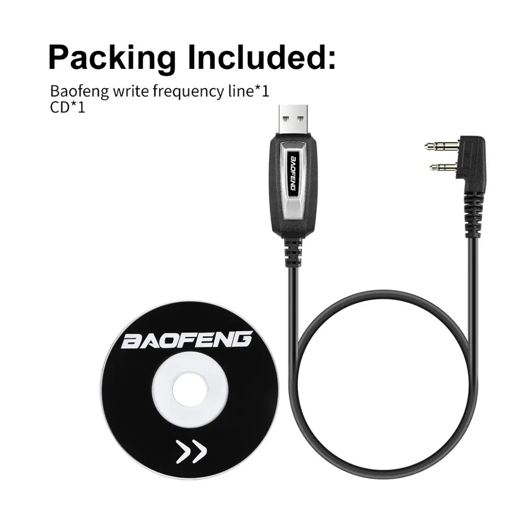 

BAOFENG 2 Pins Plug USB Programming Cable for Walkie Talkie for UV-5R serise BF-888S Kenwood wouxun Walkie Talkie Accessories CD