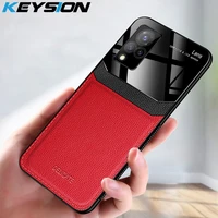 keysion fashion case for vivo v21 5g v20 pro v20 se y20sg y12s y30 y50 leather glass shockproof phone back cover for iqoo 7 5g