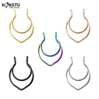 1 piece stainless steel fake nose ring hoop non pierced septum rings clip fake piercing nose piercing jewelry girl men gifts 20g