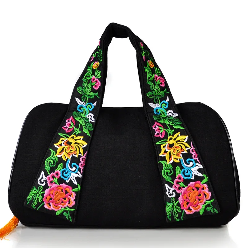 New 2020 Ethnic Embroidery Men Leather Bag Chinese Canvas Women's Portable Travel Bags Maleta Briefcase |