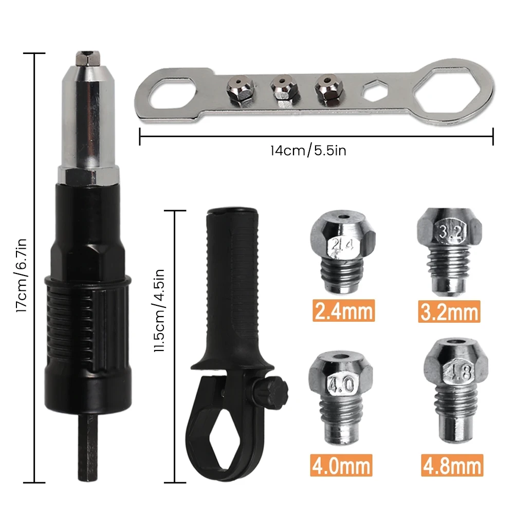 

Electric Rivet Nut Gun Riveting Tool 2.4mm-4.8mm Cordless Rivet Nut Gun Drill Adapter Insert Nut Nail Power Tools Acessories