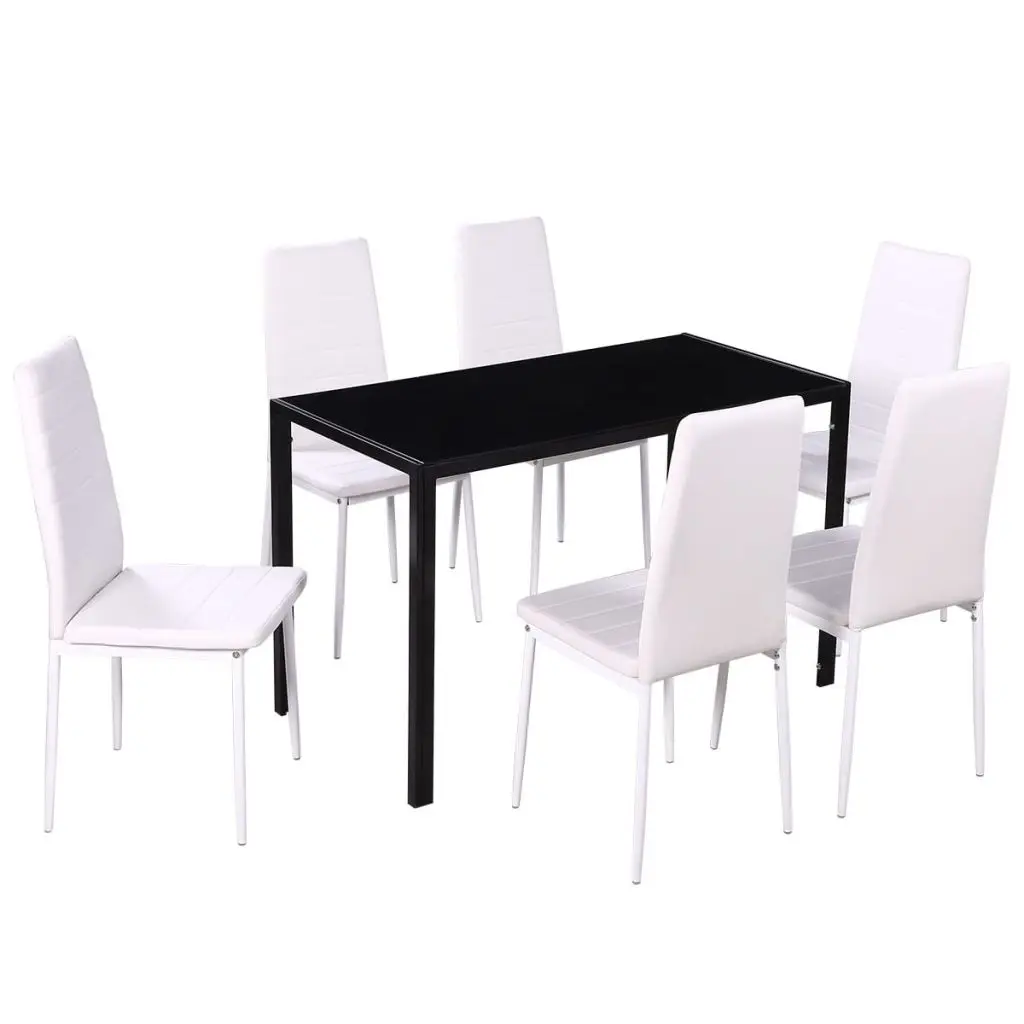 vidaXL Conjunto de mesa comedor 7 piezas blanco y negro | Мебель
