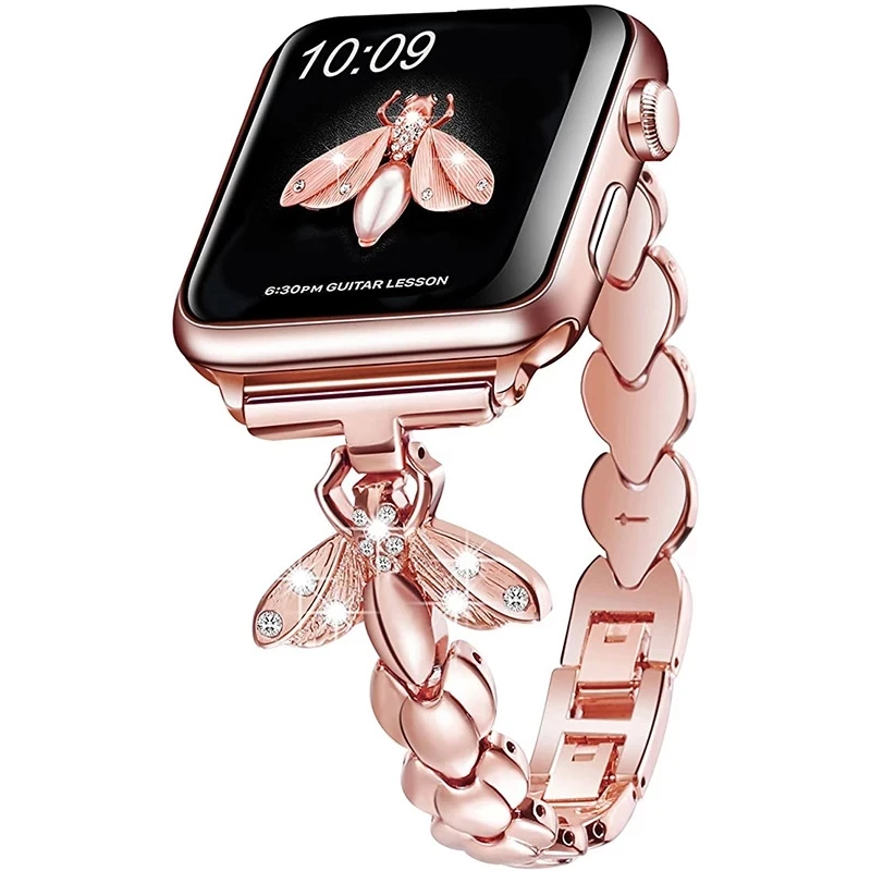 

Women Diamond band for Apple watch strap 38/42mm 44/40mm stainless steel bracelet for iwatch series 6 SE 5 4 3 2 watchband