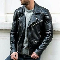 2021 mens artificial leather jackets turndown collar zipper down fashion casual spring coats