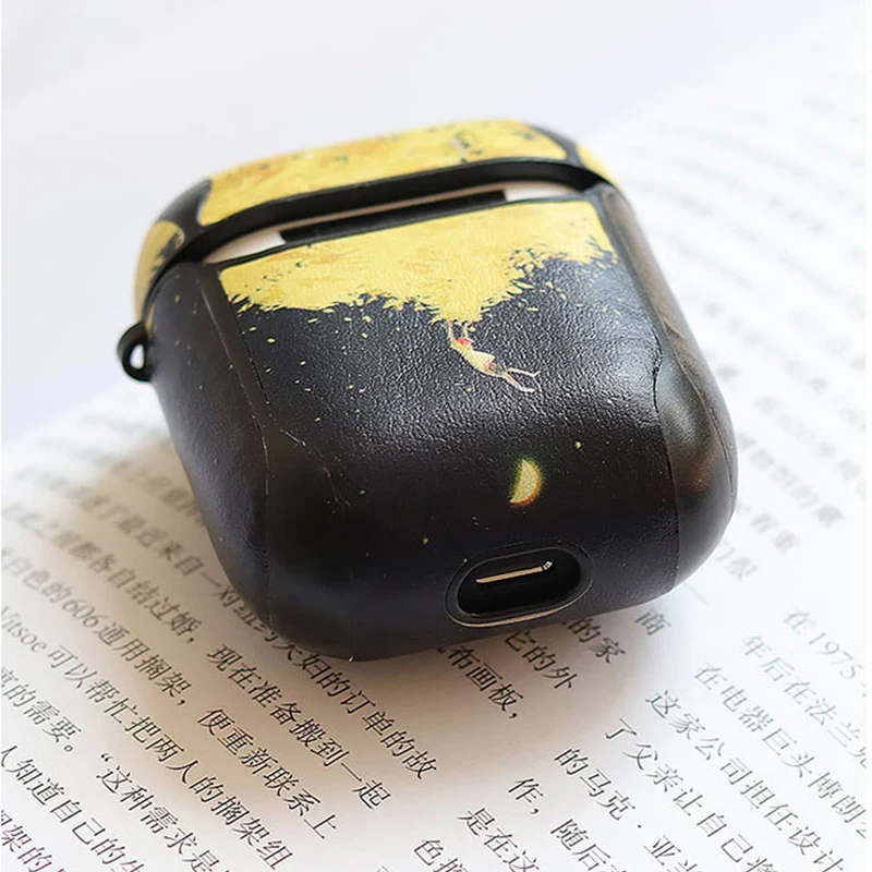 Роскошный чехол ПУ кожа с принтом для Apple Airpods 1 2 Аксессуары Защитная крышка зарядная Коробка Чехол Сумки сплит дизайн оболочки