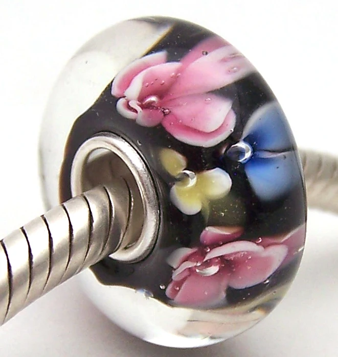 

JG1759 100% S925 Sterling Silver Beads Murano Glass beads Fit European Charms Bracelet charms diy jewelry Lampwork GlassBeads