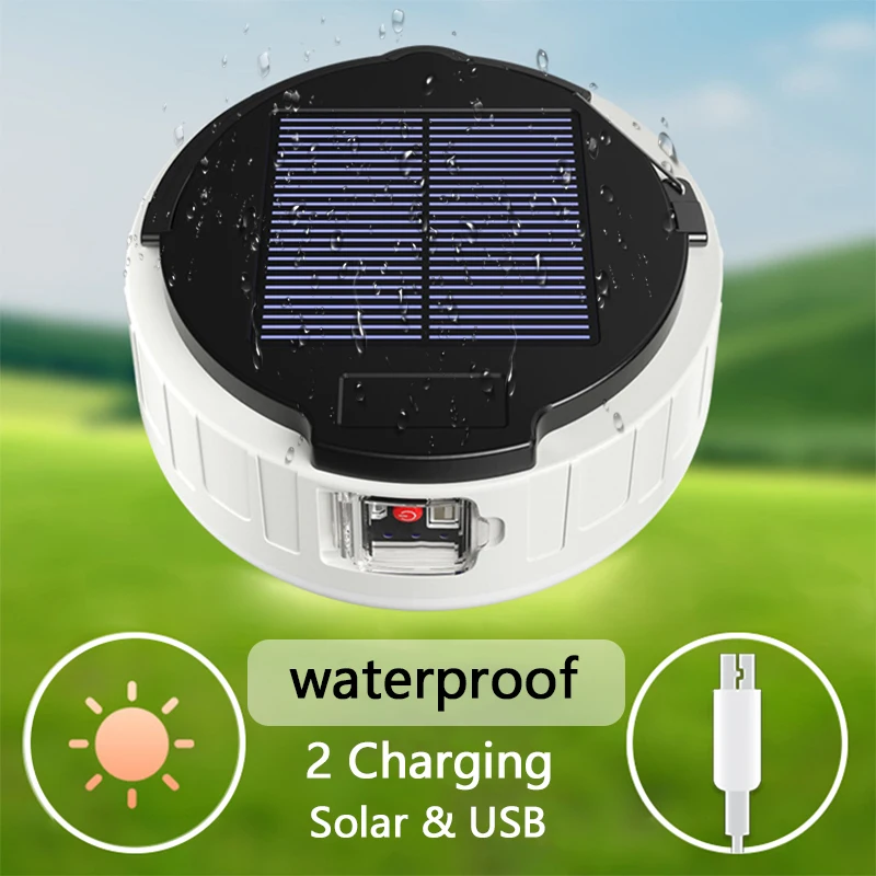 new portable solar rechargeable lamp led camping light multifunctional outdoor lighting usb phone charging emergency night light free global shipping