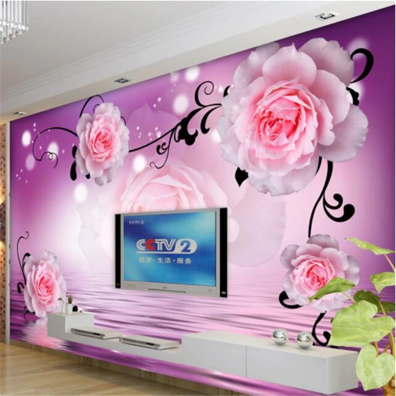 

Custom Photo Wallpaper 3D Murals Water Rose House Living Room restaurant Wall Decorative Painting papel de parede 3d wallpaper