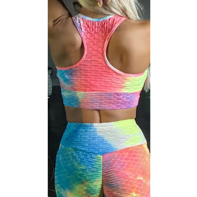 

Sleeveless Short Women's Tank Tops Long Pants Two Pieces Set Summer T Shirts Pants Trousers Sportswear Tie Dye Sexy 2020 Summer