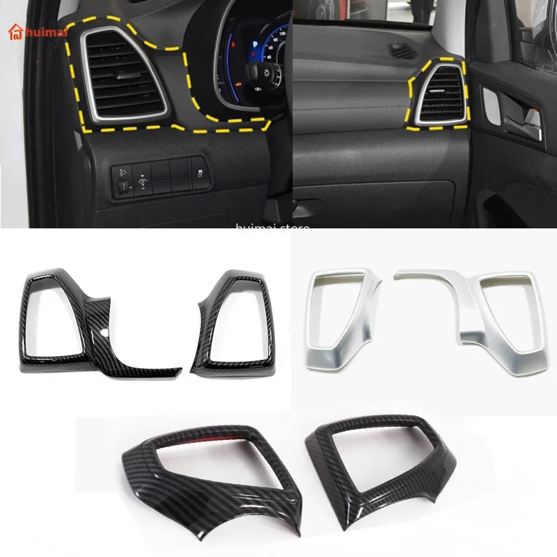 

Для Hyundai Tucson 2019 2020 ABS матовая/углеродное волокно Автомобильная левая и правая крышка выпускного отверстия воздуха отделка автомобильный Ста...