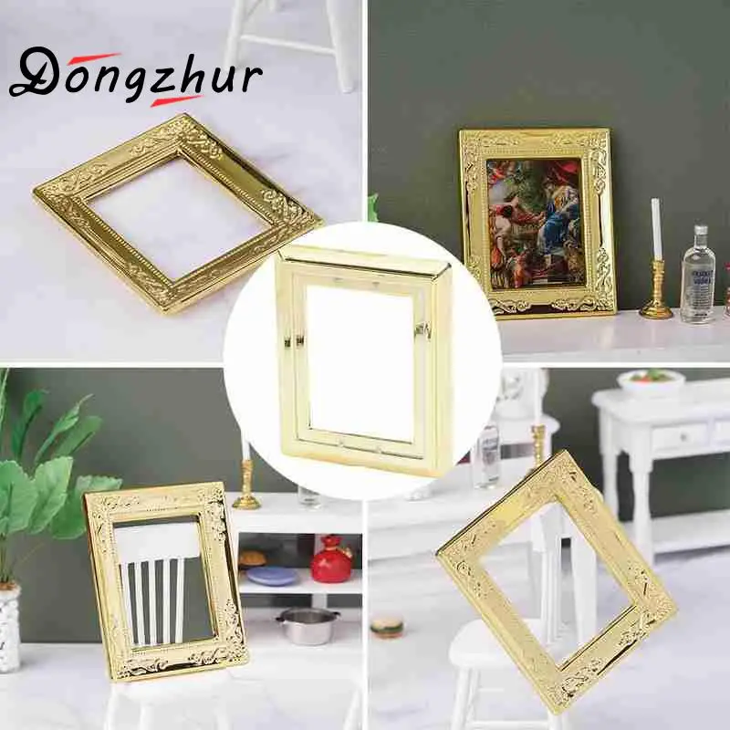 Модель кукольного домика в масштабе 1:12 квадратная Золотая фоторамка модель