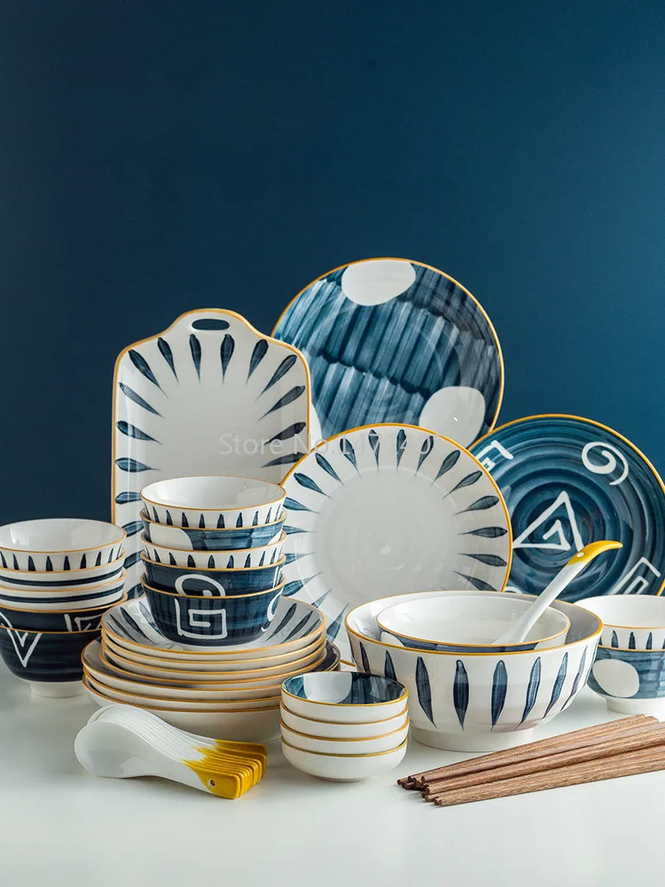 

Dishes Set Household Modern Minimalist High-end Nordic Light Luxury Tableware Dishes Spoon Chopsticks Japanese ChildrenTableware