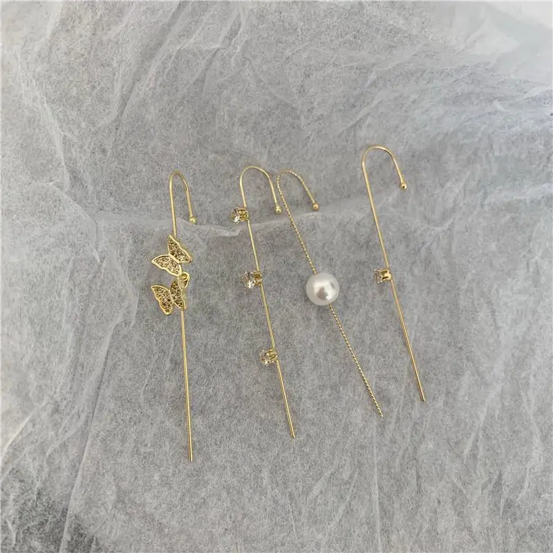 

7pcs 2021 Trend Chic Women Stud Earrings Crystal Ear Climbers / Crawlers Clear Rhinestone Earring For Women Jewelry Party Gift