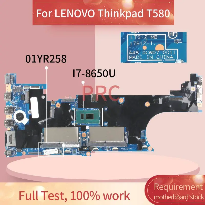 Günstig 01YR258 Für LENOVO Thinkpad T580 I7-8650U Notebook Mainboard 17812-1 448,0 CW 07,0011 SR3L8 DDR4 Laptop Motherboard