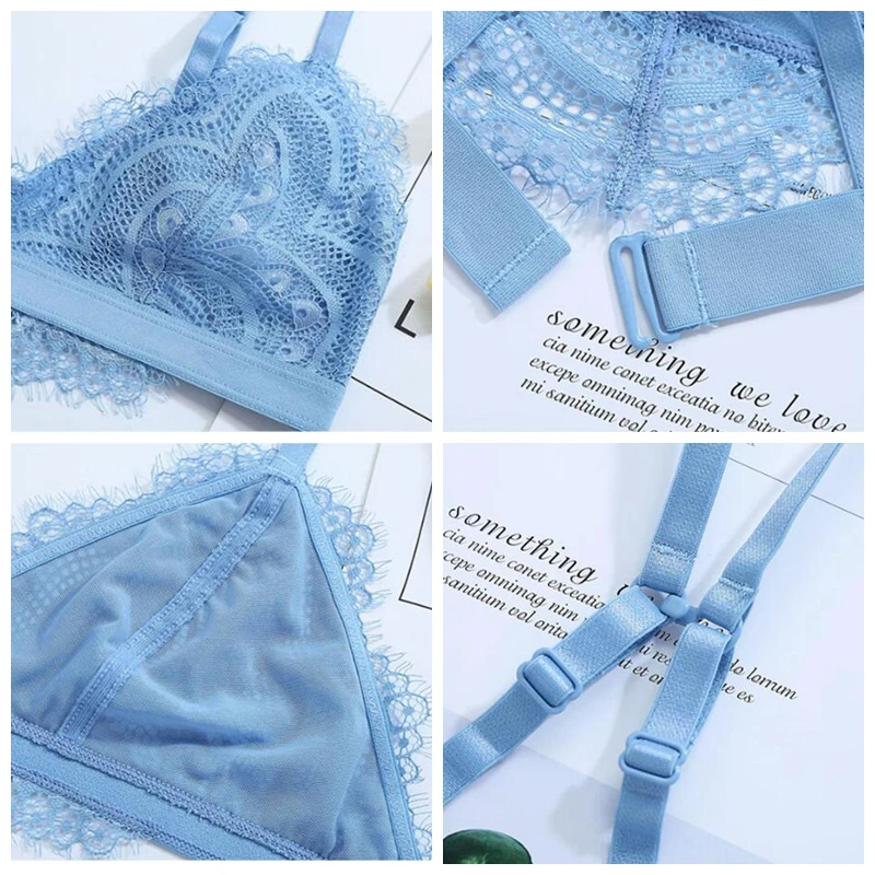 Комплект женского нижнего белья из ультратонкого кружевного бюстгальтера и