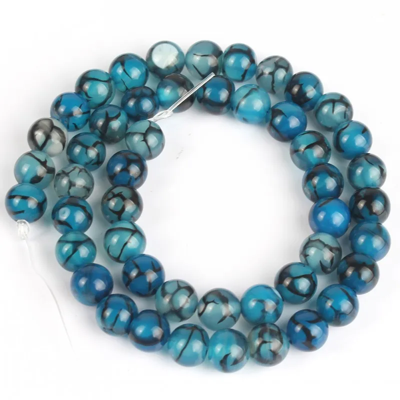 Круглые бусины из натурального камня с Синим огнем дракона | Украшения и
