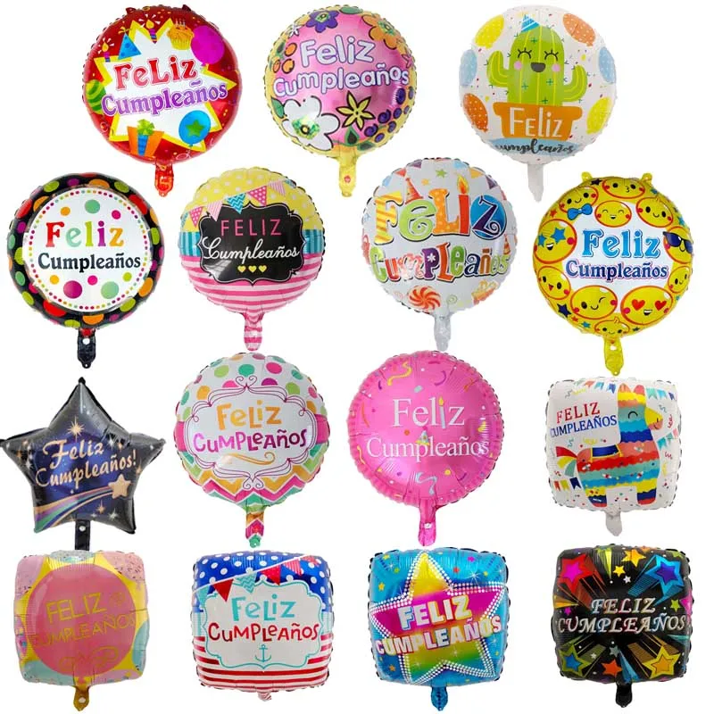10 шт 18inch испанский Фольга шар Feliz cumpleaños шары гелиевые Happy День рождения украшения