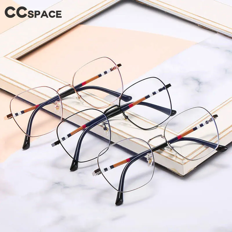 49238 в полоску ультралегкие металлические оправы квадратные мужские и женские