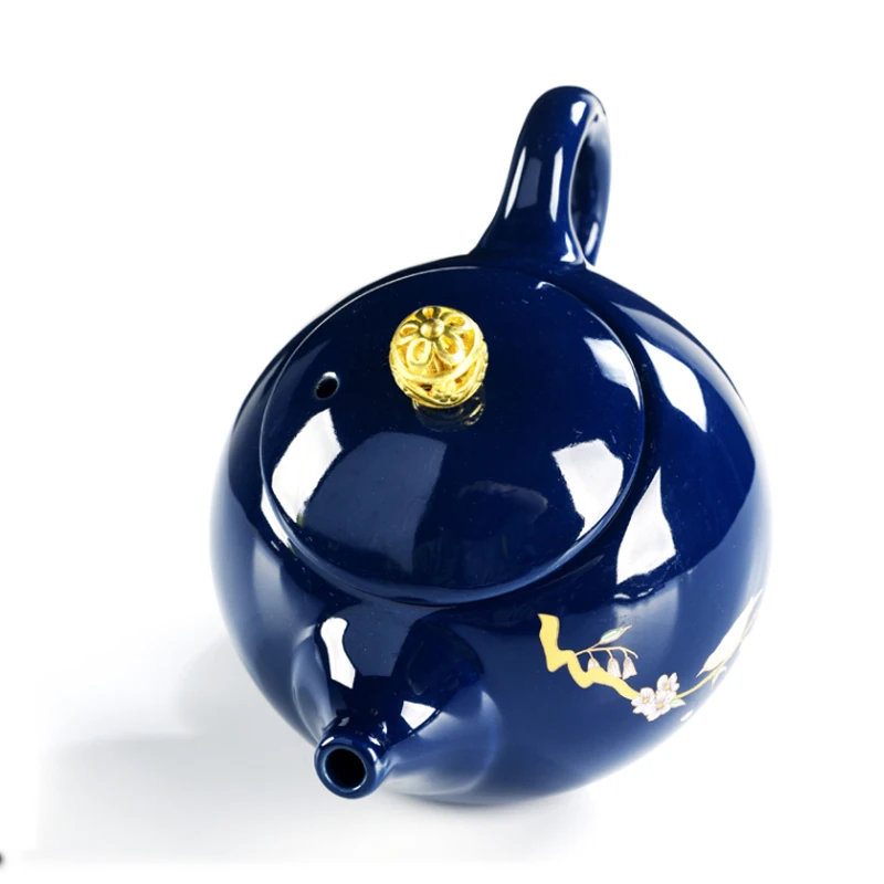 Керамический чайник синего фарфора Xishi ручной работы цветок сливы волшебный