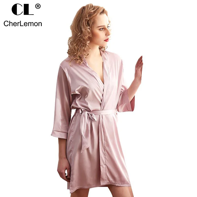 CherLemon новый Атласный халат одежда для сна летний кардиган Пижама шелковое