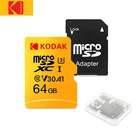 KODAK 128 ГБ Micro-SD карты 256 ГБ 64 Гб оперативной памяти, 32 Гб встроенной памяти, оригинальный слот для карт памяти TF карты V30 U3 100 МБс. cartao de memoria Бесплатная sd-адаптер