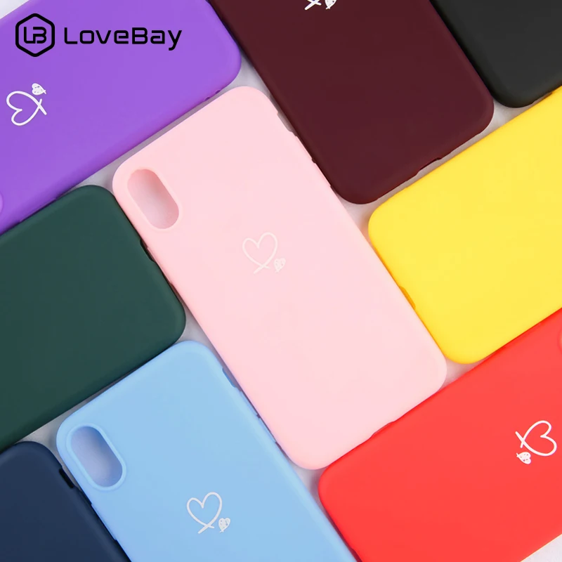 

Lovebay Colorful Love Heart Phone Case For iPhone 11 12 Pro X XR XS Max 5s SE 2020 6 6S 7 8 Plus Candy Color Soft TPU Back Cover