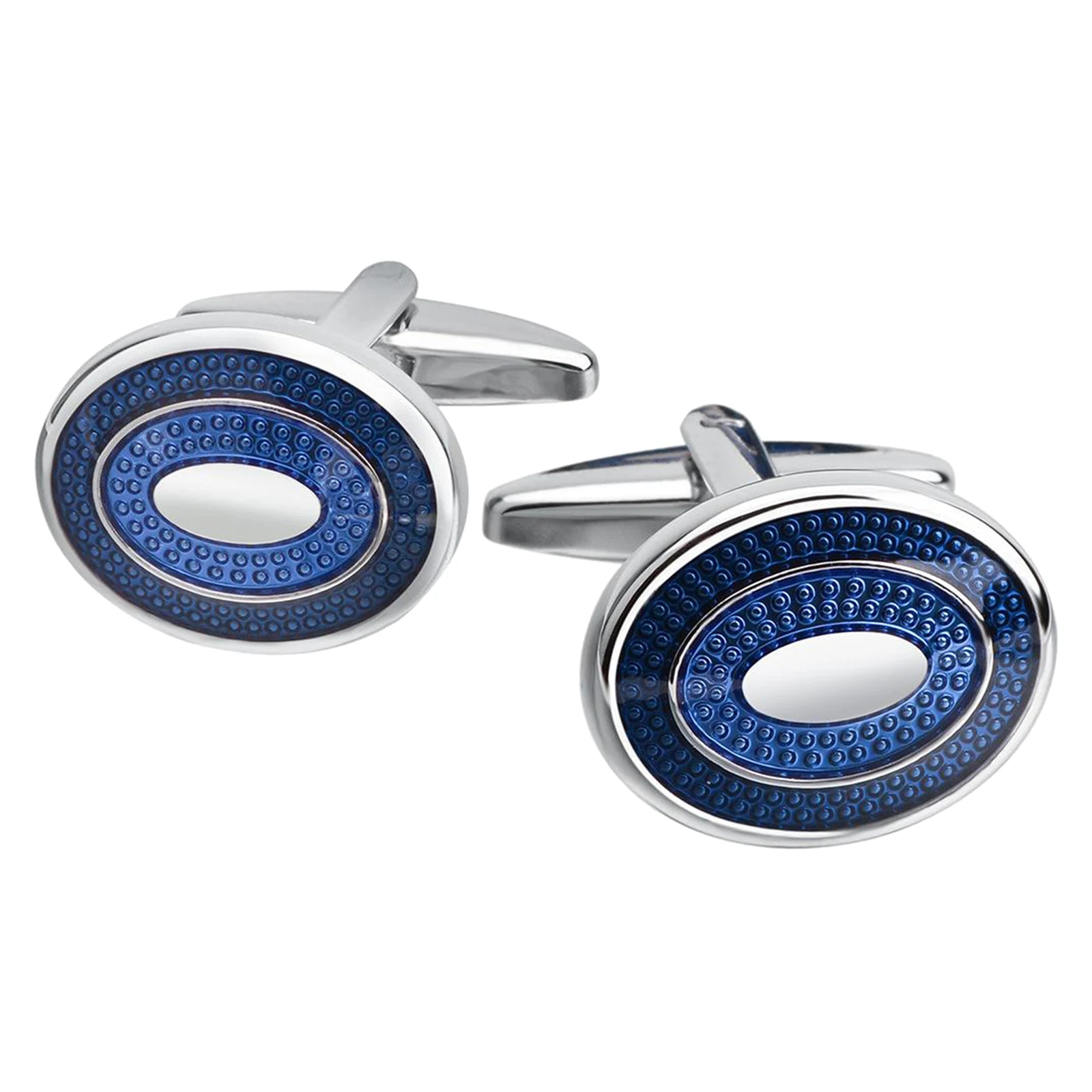 Blue Cufflinks for Mens Brand Oval Cuff Buttons High Quality Cuff link man Business Gift Free Custom Name