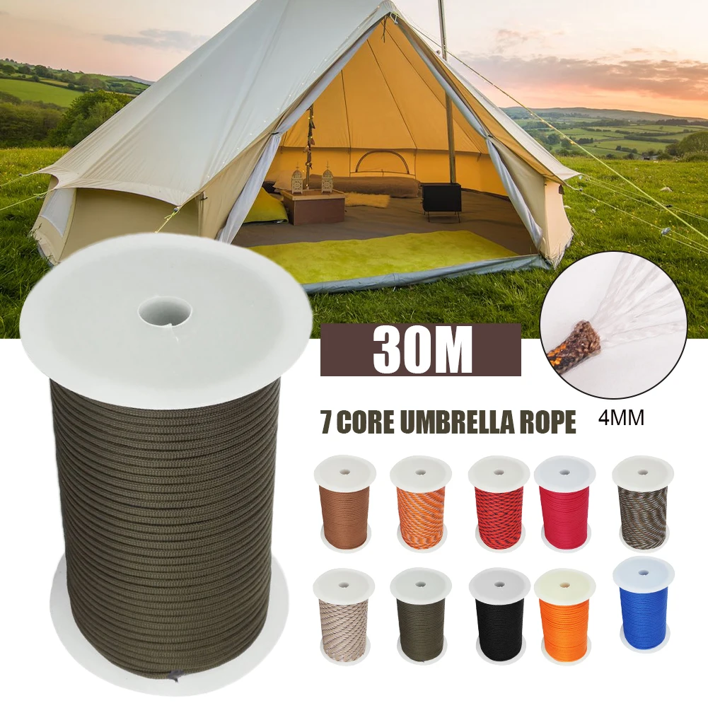 

30M Paracord Rope Roller 4mm 7 Strand Cores Parachute Cord Pull Tent Rope for Camping Tent Hiking Outdoors Good wear resistance