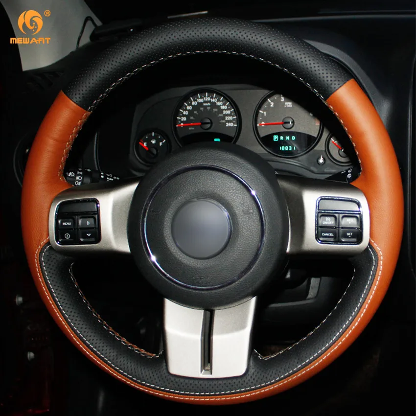 Чехол на руль автомобиля MEWANT из натуральной кожи черного и коричневого цвета для
