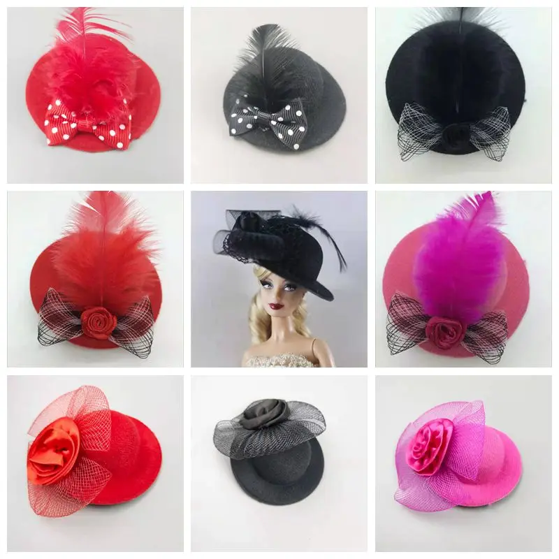 

Fashion Colorful 11.5" Doll Hat Bowknot Cap For Barbie Accessories Headwear Hairwear 1/6 BJD Playhouse Decoration Girl Toys Gift
