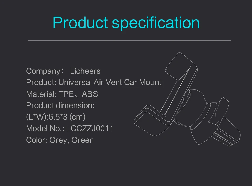 Licheers Car Phone Holder Stand Air Vent Mount Holder 360 Degreen For Phone 7 8 Xiaomi Support 3.5-6 inch Holder Stand in Car
