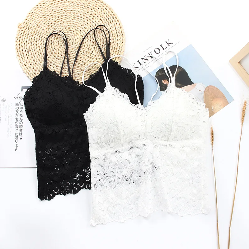 

Comfortable Sport Bra Vest 2021 New Female Solid Push Up Underwear Wireless Lace Tube Tops Beauty Cross Back Lingerie Women