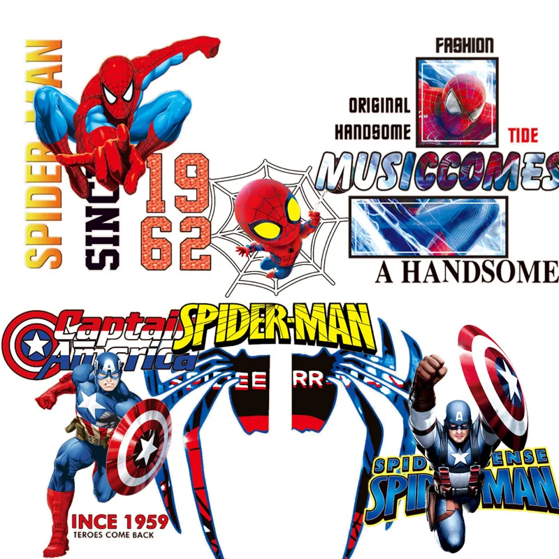 Аппликации Marvel аниме супергерои Человек-паук Капитан Америка Мультяшные нашивки