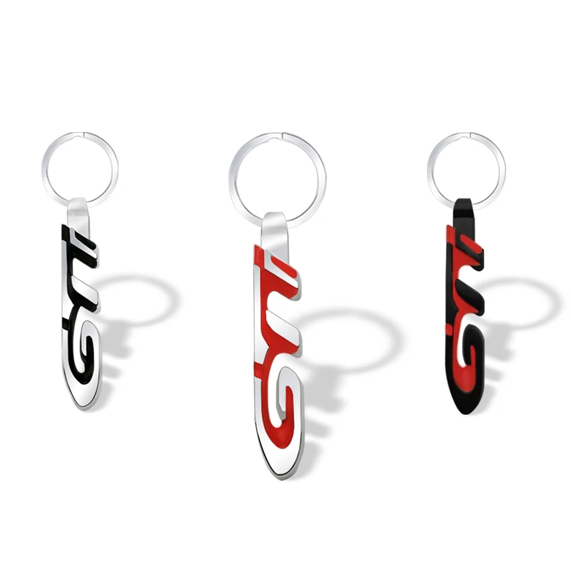 

3D Metal Chrome & Red GTI Car Logo Keychain Auto Car Badge Key Chain Key Ring For Peugeot 308 306 106 206 205 208 Accessories