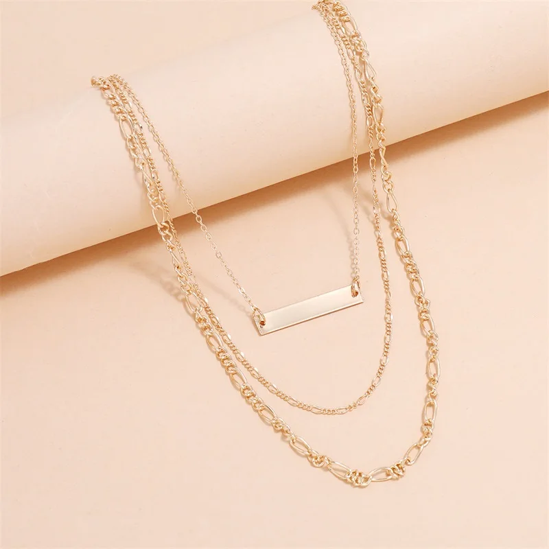 Комплект женских ожерелий 3 шт./компл. модная металлическая прямоугольная