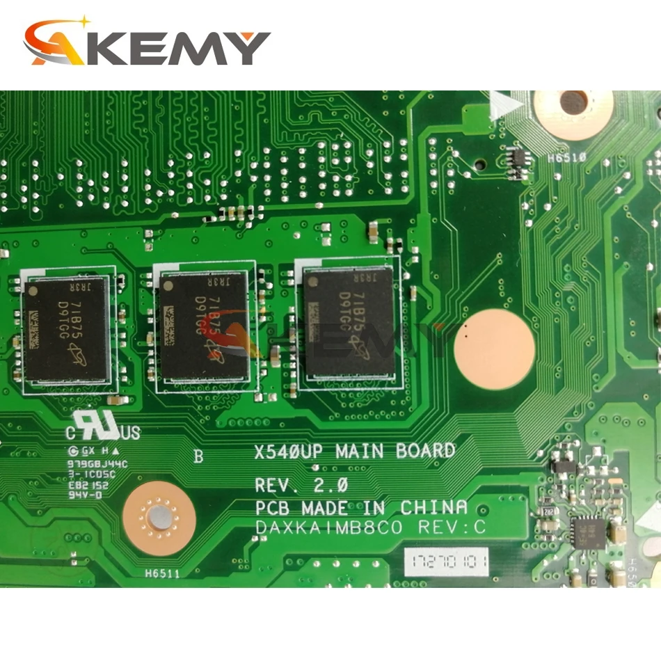 akemy x540up laptop motherboard for asus vivobook r540up r540u x540u f540u original mainboard 8gb ram i3 7100u r5 m420 2gb free global shipping