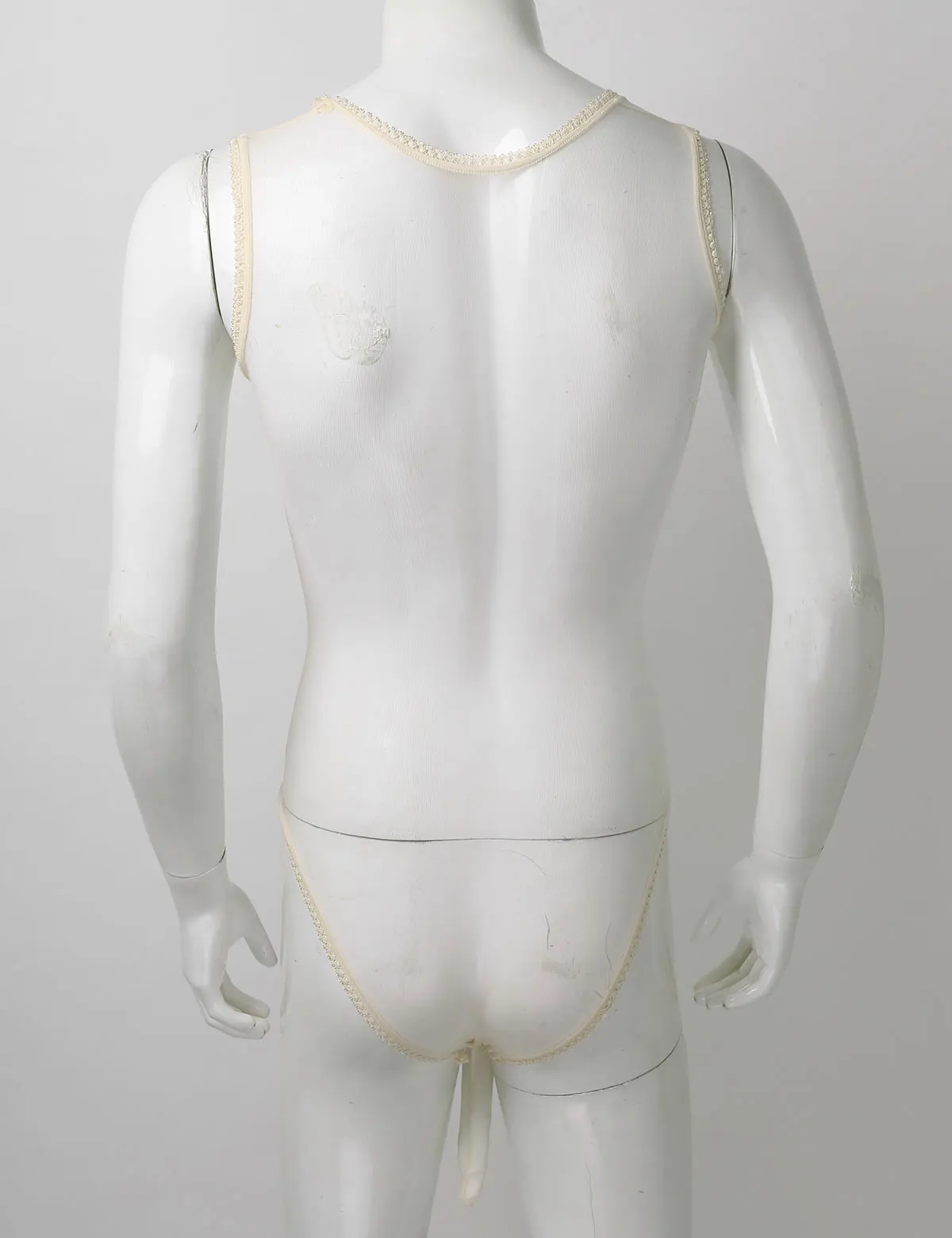 Мужское прозрачное экзотическое нижнее белье из шифона с кружевным плетением