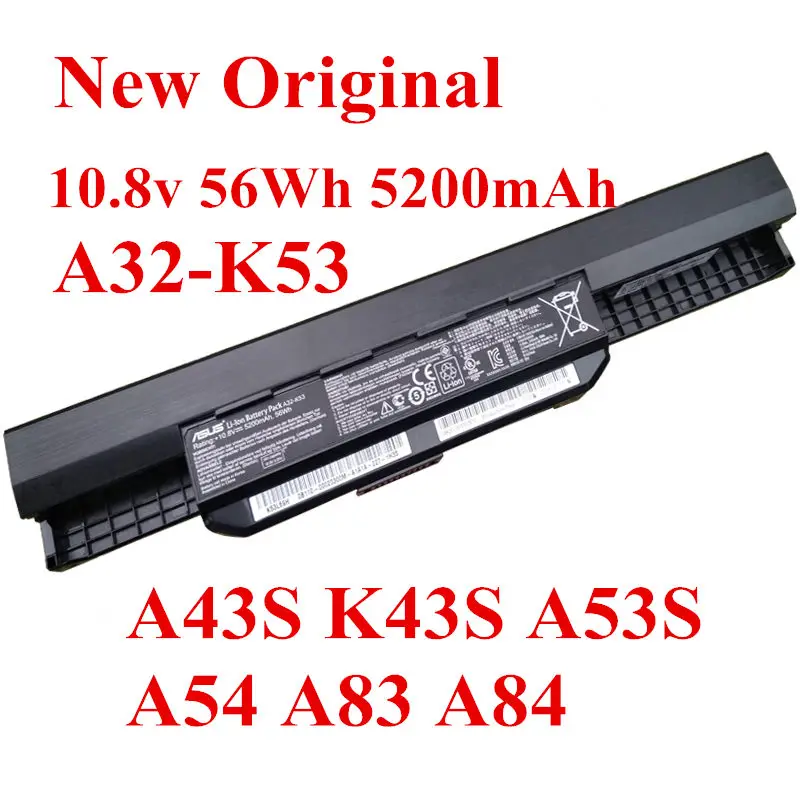 Новый оригинальный литий ионный аккумулятор для ноутбука Asus A43S K43S A53S A54 A83 A84 K53S K54