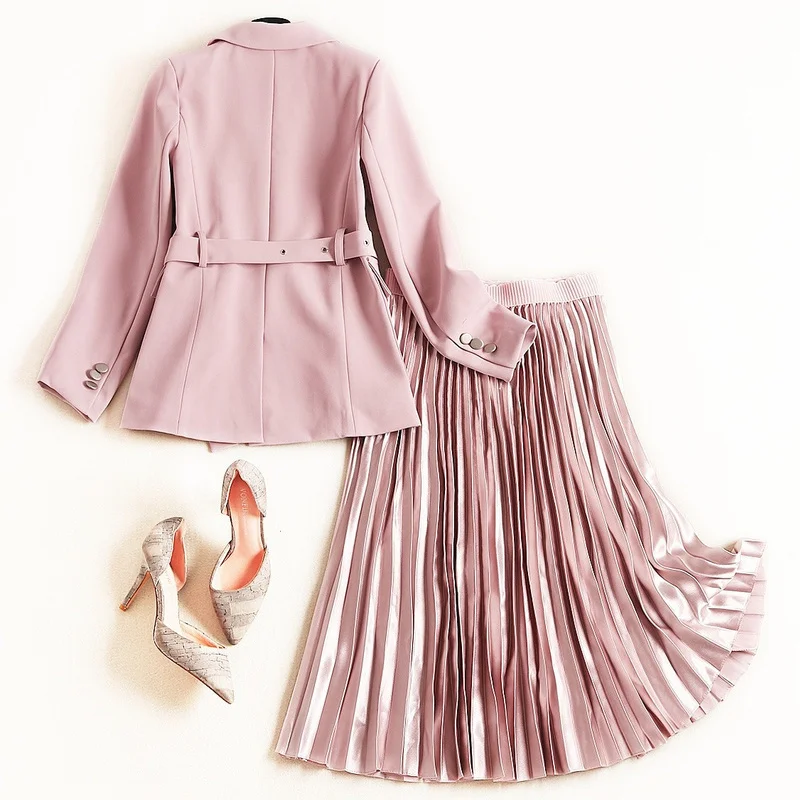 Женский свитер офисный комплект новинка модный розовый женский с высокой талией